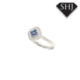 Platinum 0.18ct Diamond and Sapphire Ring