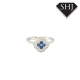 Platinum 0.18ct Diamond and Sapphire Ring