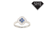 Platinum 0.18ct Diamond and Sapphire Ring