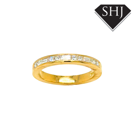 18ct Yellow Gold Princess and Baguette Cut 0.53ct Diamond Eternity Ring