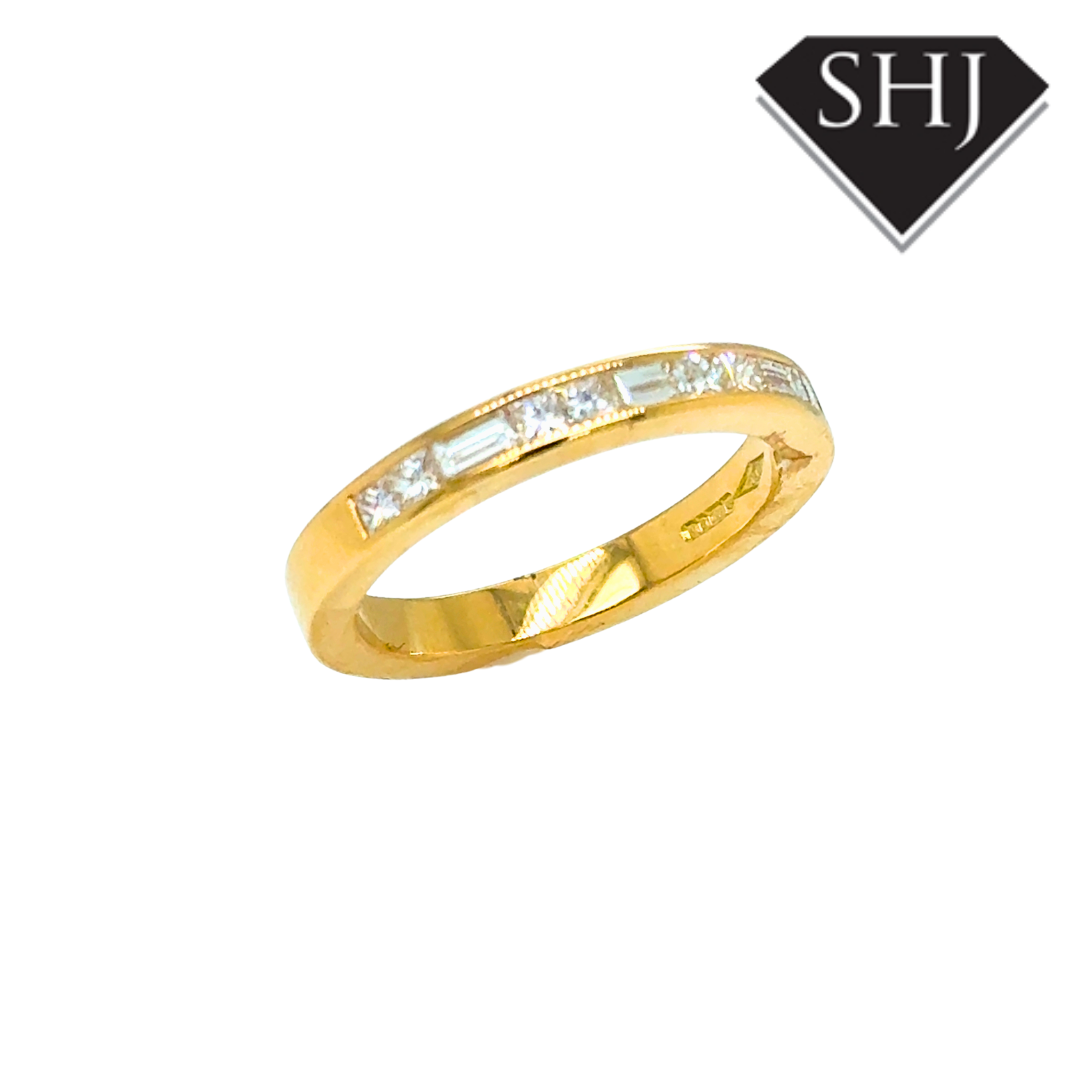 18ct Yellow Gold Princess and Baguette Cut 0.53ct Diamond Eternity Ring