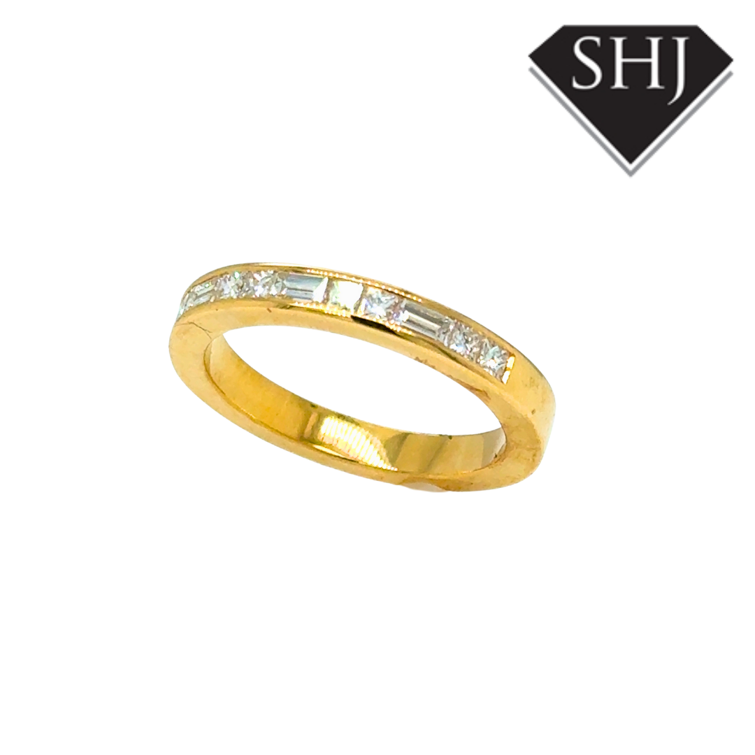 18ct Yellow Gold Princess and Baguette Cut 0.53ct Diamond Eternity Ring