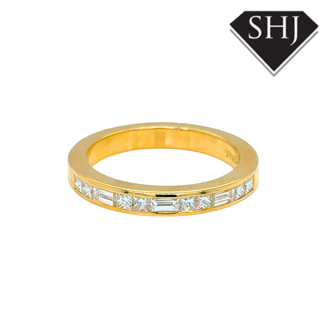 18ct Yellow Gold Princess and Baguette Cut 0.53ct Diamond Eternity Ring