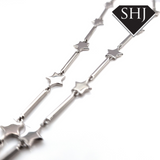 Silver Bar and Star Necklace