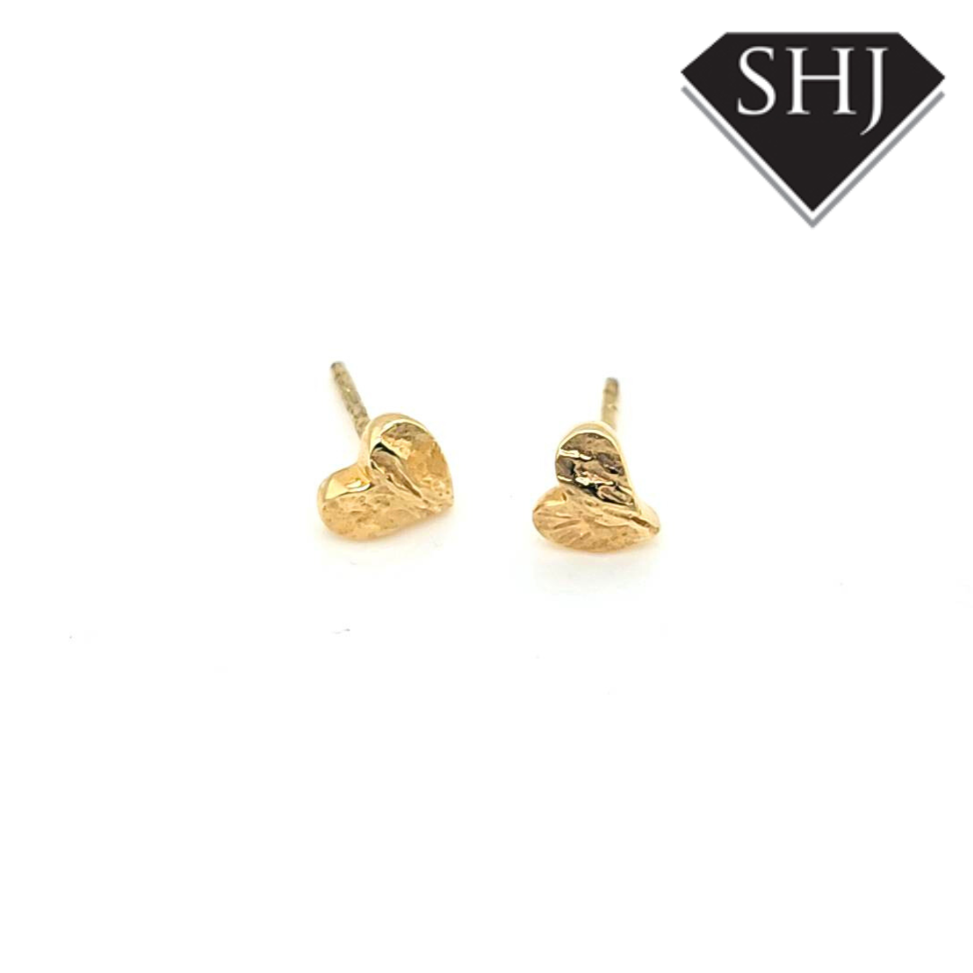 9ct Yellow Gold Heart Earrings