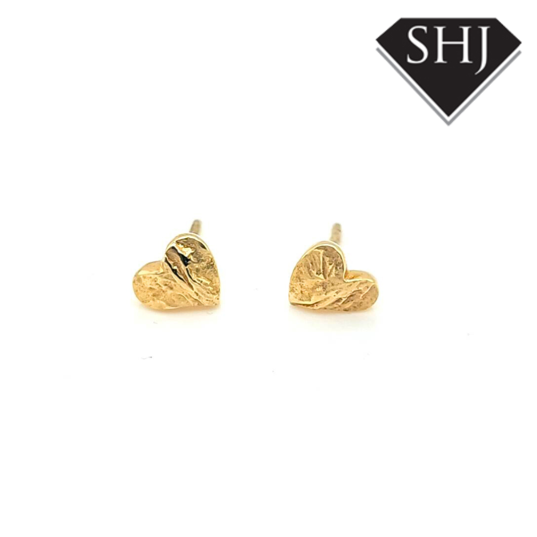 9ct Yellow Gold Heart Earrings
