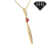 18ct Yellow Gold Flare Diamond and Ruby Pendant