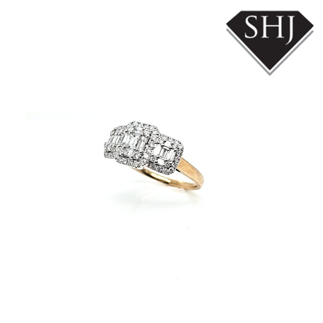 9ct Yellow Gold/White Gold Triple Cluster Ring