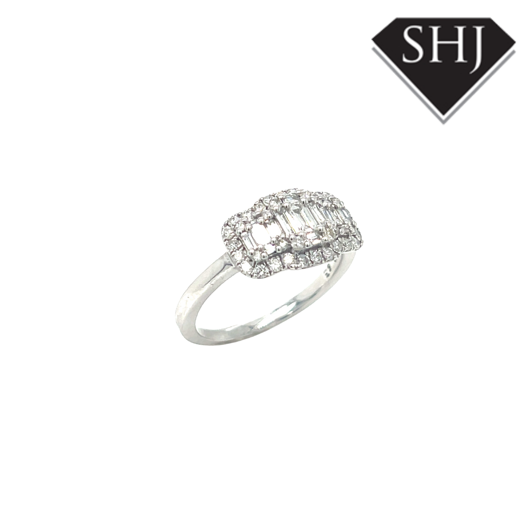 9ct White Gold Diamond Cluster Ring 0.68ct