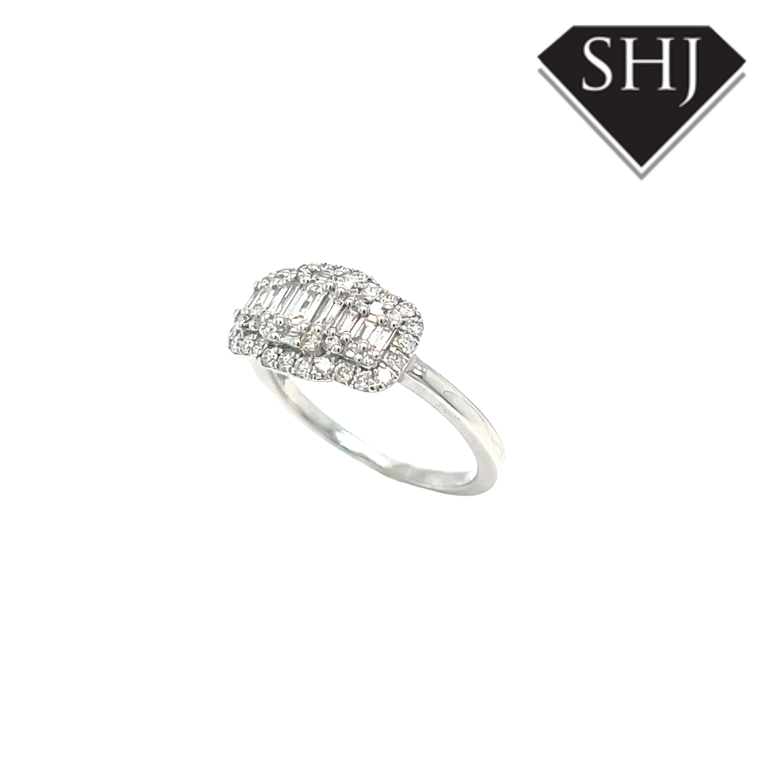 9ct White Gold Diamond Cluster Ring 0.68ct