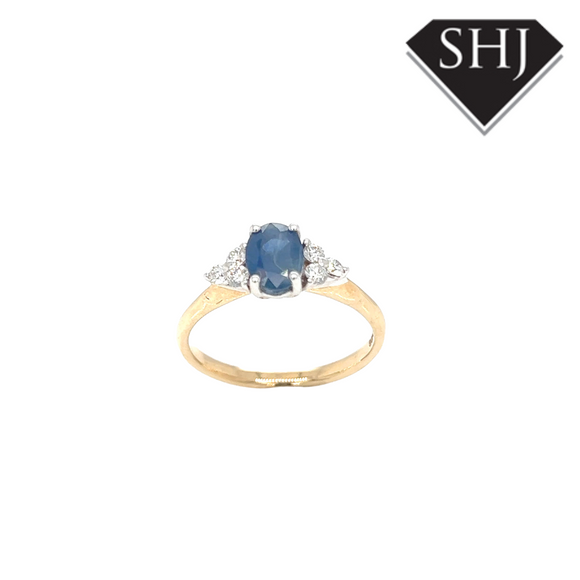 9ct Yellow Gold Sapphire and Diamond Ring