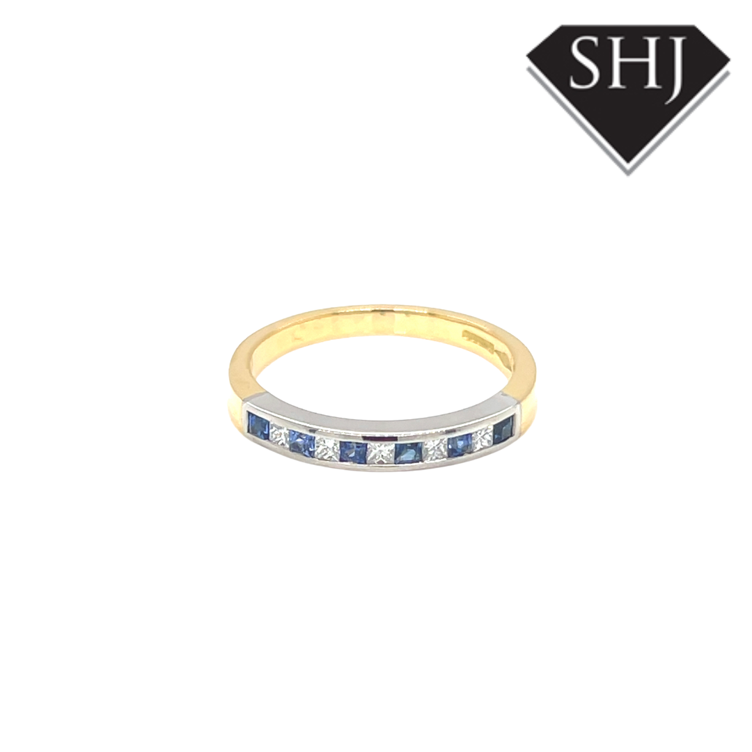 18ct Yellow Gold Sapphire and Diamond Eternity Ring