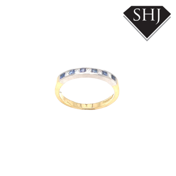 18ct Yellow Gold Sapphire and Diamond Eternity Ring