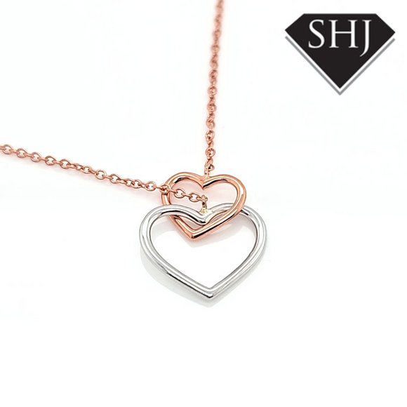 9ct Two Colour Join Heart Necklace