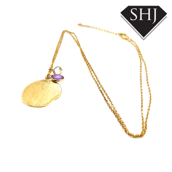 Silver Gold Plated Amethyst and CZ Necklace