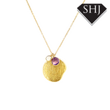 Silver Gold Plated Amethyst and CZ Necklace
