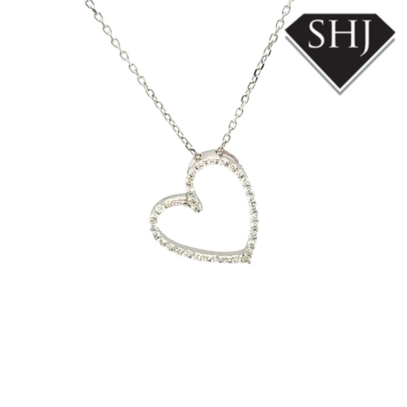 9ct White Gold 0.10ct Diamond Heart Pendant