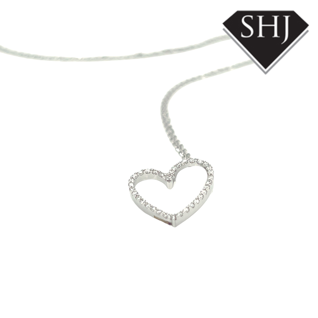 9ct White Gold 0.10ct Diamond Heart Pendant