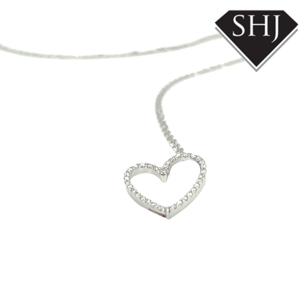 9ct White Gold 0.10ct Diamond Heart Pendant