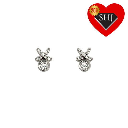 18ct White Gold Diamond Kiss Earrings