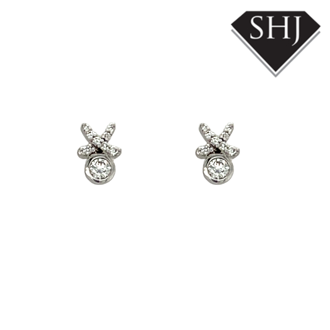 18ct White Gold Diamond Kiss Earrings