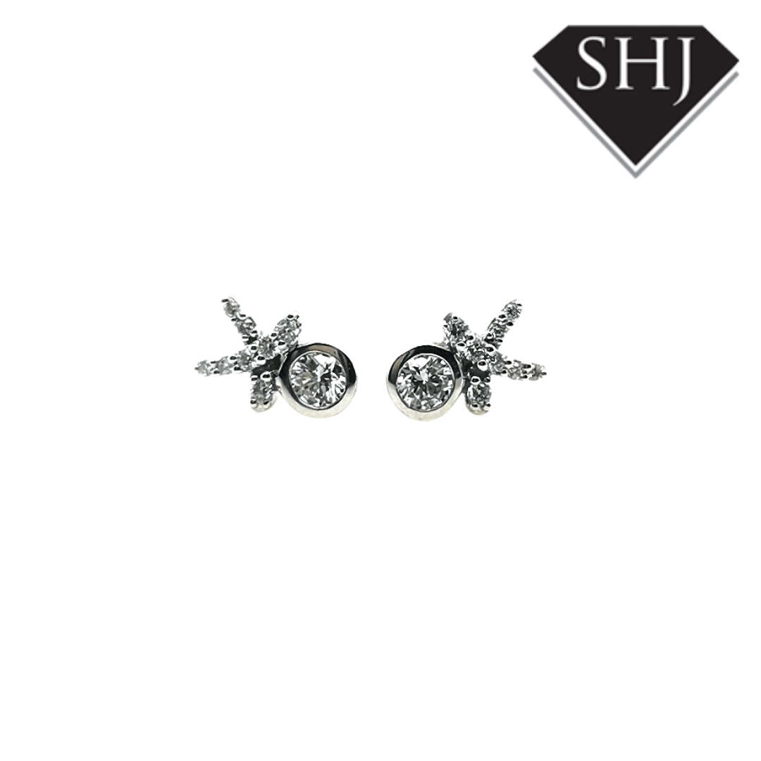 18ct White Gold Diamond Kiss Earrings