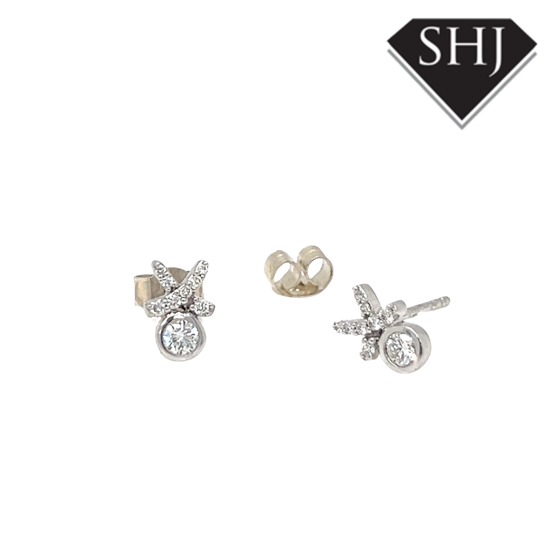 18ct White Gold Diamond Kiss Earrings