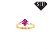 18ct Yellow Gold/White Gold Oval Ruby and Pear Diamond Ring