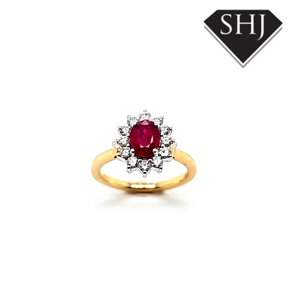 Appro 18ct Yellow Gold/White Gold Oval Ruby Ring