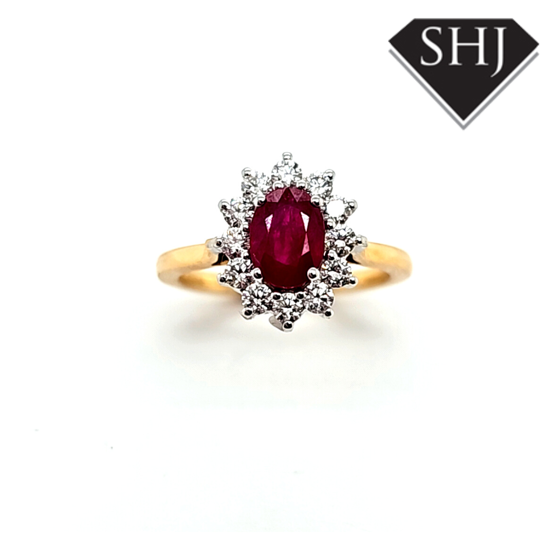 Appro 18ct Yellow Gold/White Gold Oval Ruby Ring