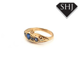 18ct Yellow Gold Sapphire & Diamond 5 Stone Ring