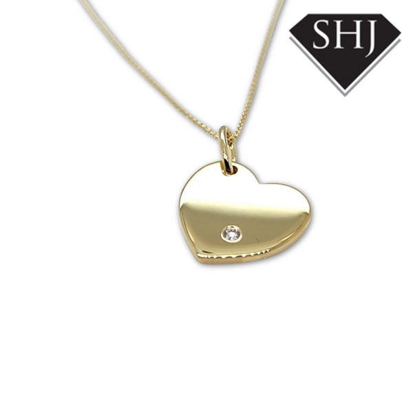 9ct Yellow Gold Diamond Heart Pendant