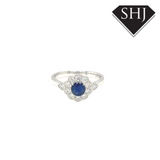 Platinum Diamond and Sapphire Ring