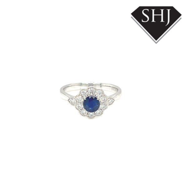 Platinum Diamond and Sapphire Ring