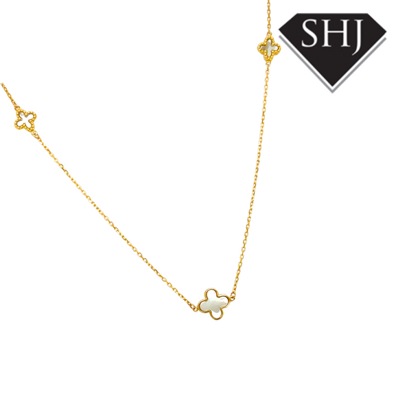 9ct Yellow Gold MOP Flower Necklace