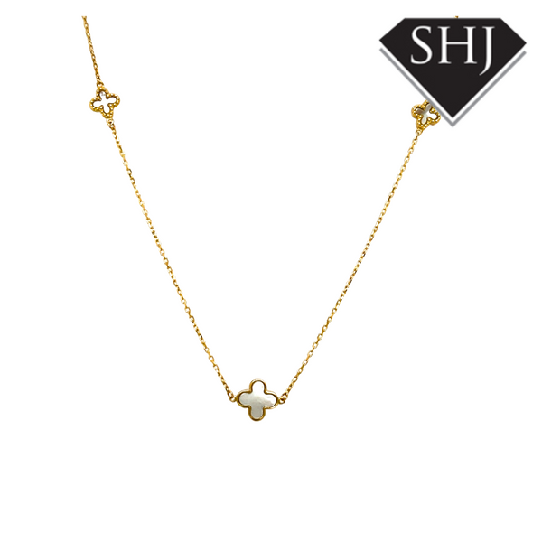 9ct Yellow Gold MOP Flower Necklace