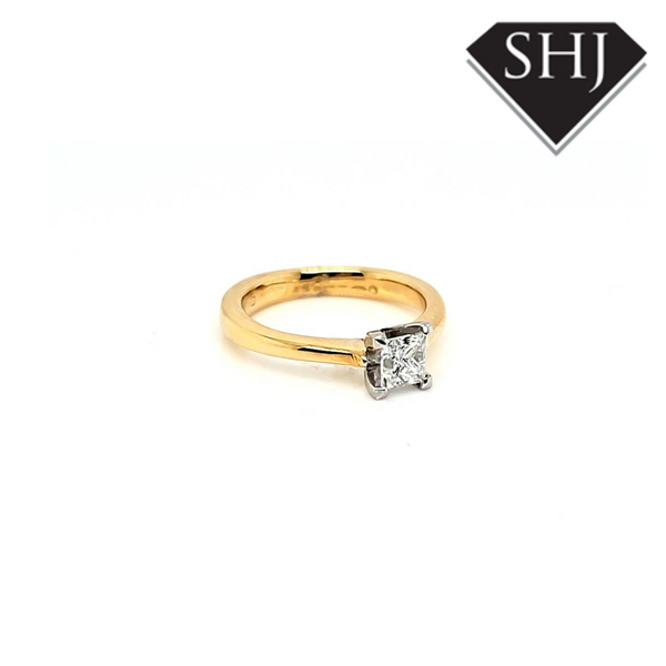 18ct Yellow Gold Princess Cut Diamond Ring 0.40ct