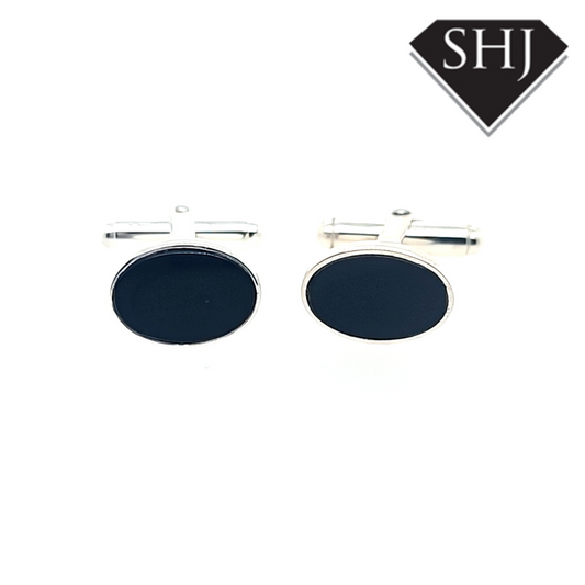 Steel Onyx Cufflinks Fred Bennett