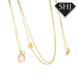 Silver Gold Plated Rose Quartz Necklace