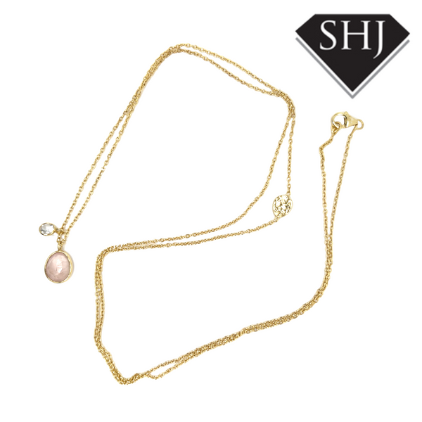 Silver Gold Plated Rose Quartz Necklace