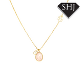 Silver Gold Plated Rose Quartz Necklace