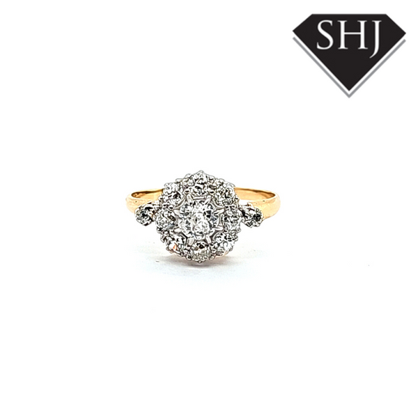 18ct Yellow Gold/White Gold Diamond Cluster Ring