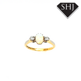 18ct Yellow Gold Opal and Diamond 3 Stone Ring 'N'
