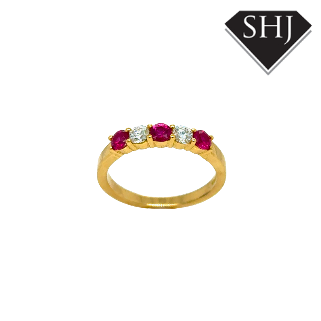 18ct Yellow Gold 0.52ct Ruby 0.27ct Diamond Eternity Ring