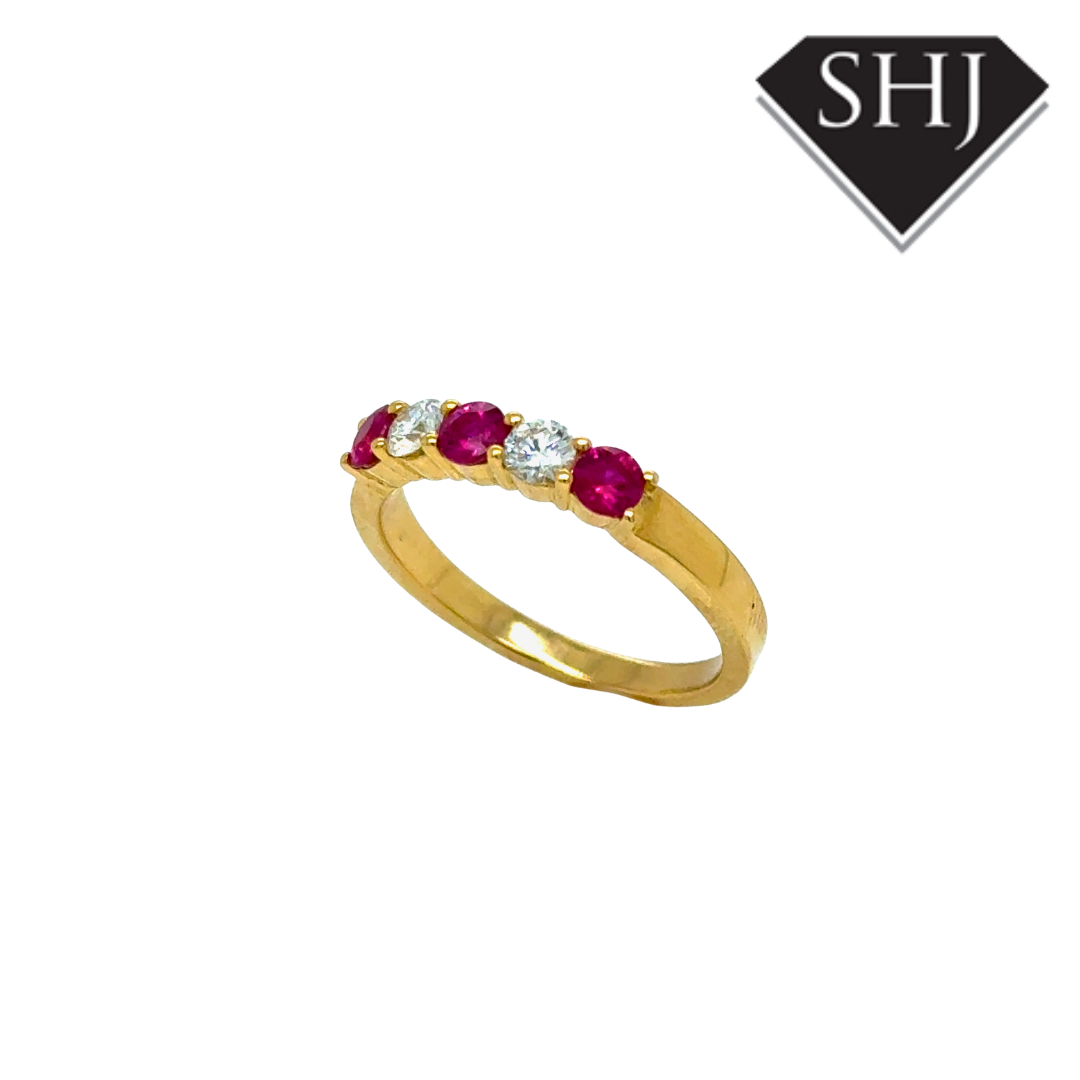 18ct Yellow Gold 0.52ct Ruby 0.27ct Diamond Eternity Ring