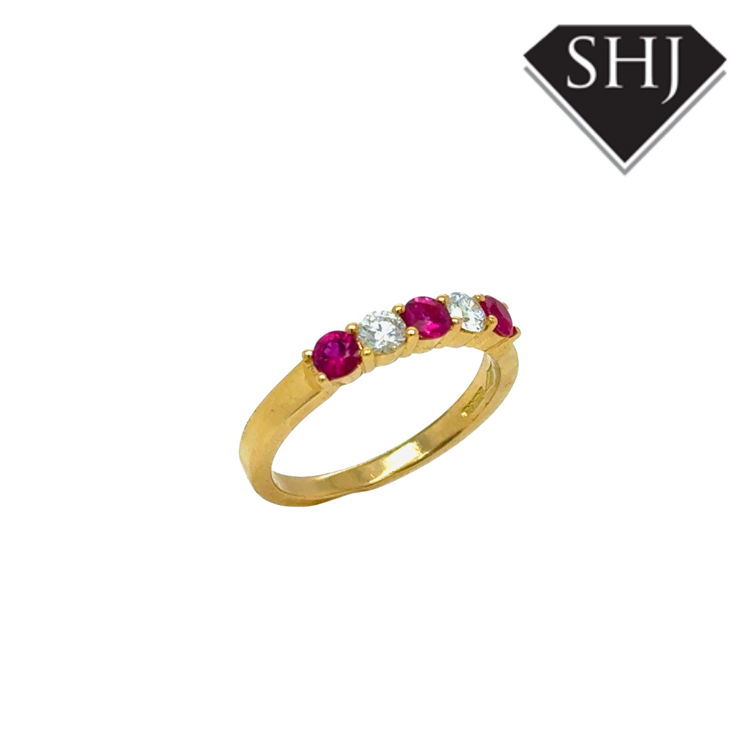 18ct Yellow Gold 0.52ct Ruby 0.27ct Diamond Eternity Ring