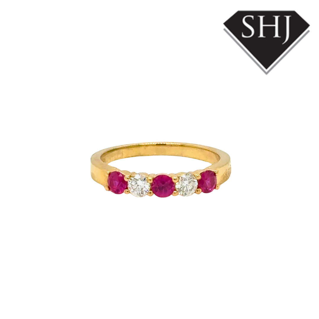 18ct Yellow Gold 0.52ct Ruby 0.27ct Diamond Eternity Ring
