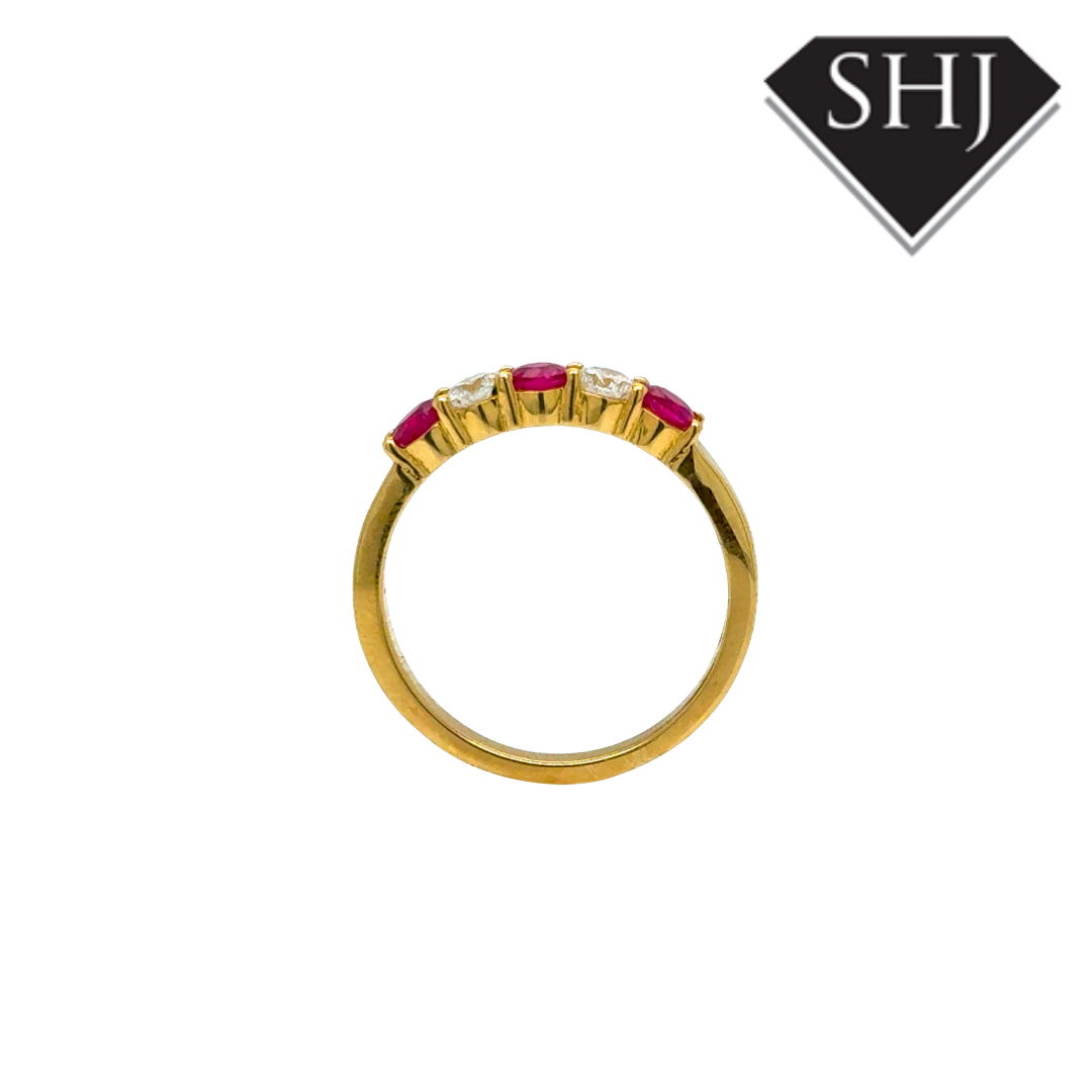 18ct Yellow Gold 0.52ct Ruby 0.27ct Diamond Eternity Ring