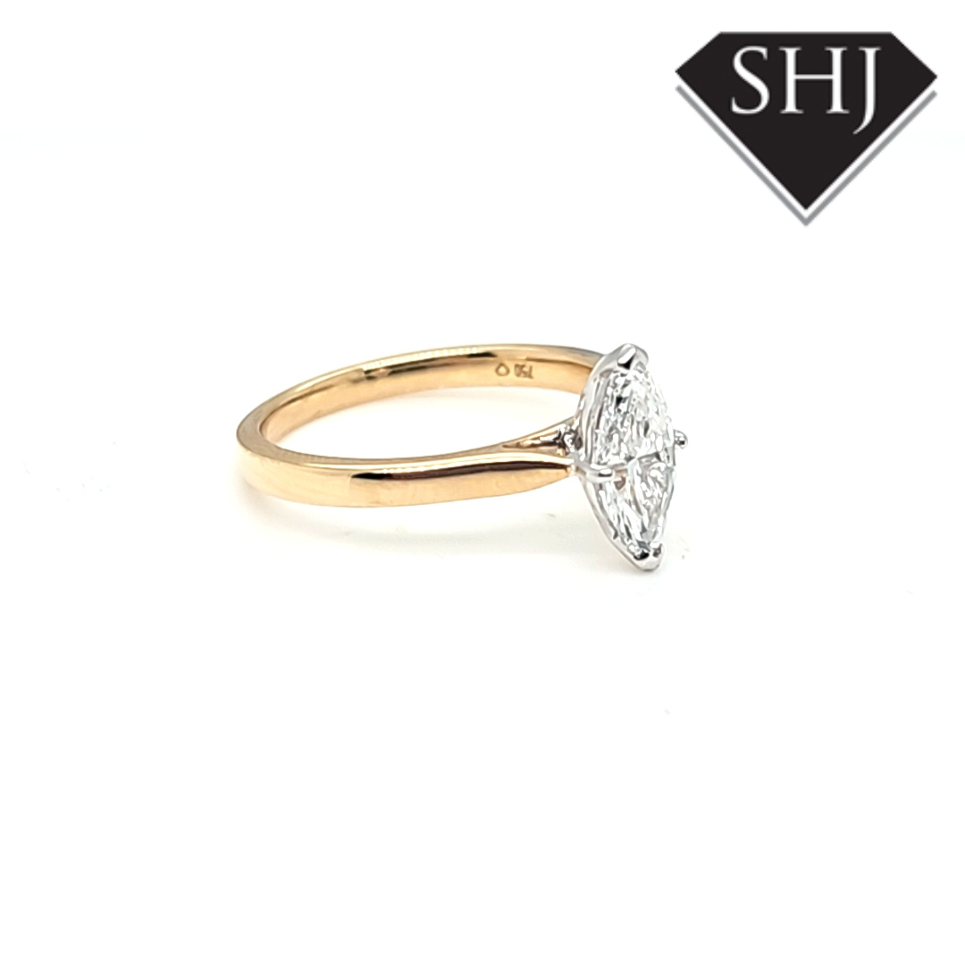 18ct Yellow Gold Lab Created Marquis Diamond Ring