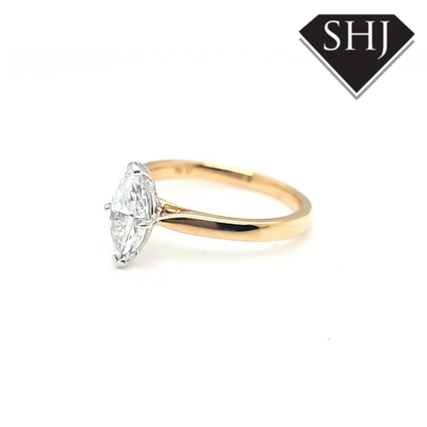 18ct Yellow Gold Lab Created Marquis Diamond Ring